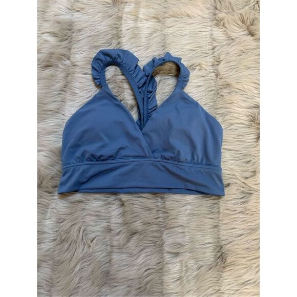 OFFLINE By Aerie Real Me Xtra Ruffle Sports Bra Blue Large - Picture 3 of 5